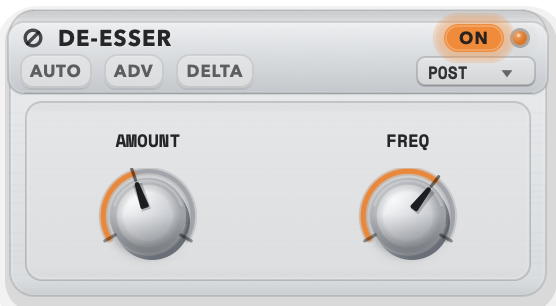 PublishMode De-Esser section with amount, frequency, mode and delta controls