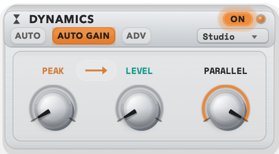 PublishMode Dynamics section with peak, level, flow and parallel controls