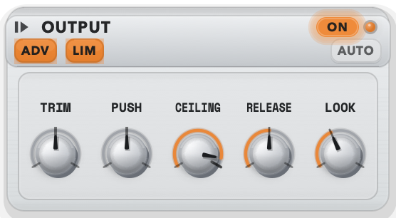 PublishMode Output advanced drawer with trim, push, ceiling, release and look controls